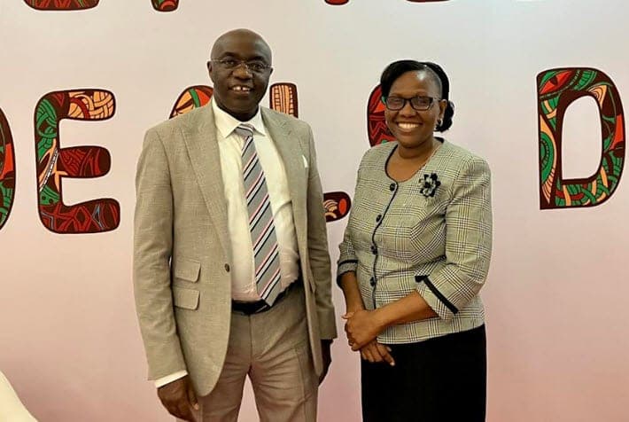 East African Educational Publishers’ Kiarie Kamau and Moran Publishers’ Mary Maina at Nairobi International Book Fair. Image: Publishing Perspectives, Olivia Snaije